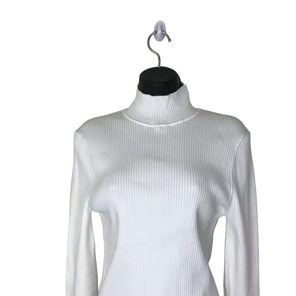 Trina Turk White 80% Cotton Turtle Neck Size L - Picture 3 of 7